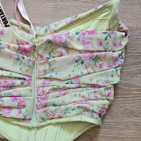 HOUSE OF CB Vivienne Floral Corset Lemon Print Sz Small Strapless Scoop Neck NWT - Picture 12 of 16